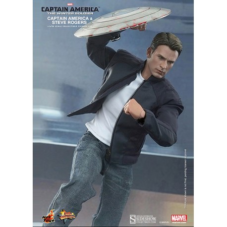 Capitán América 2 Pack de Figuras Movie Masterpiece 1/6 Capitán América y Steve Rogers 